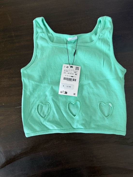 Zara Other - Zara Mint Green Tank Top with Heart Appliqués
